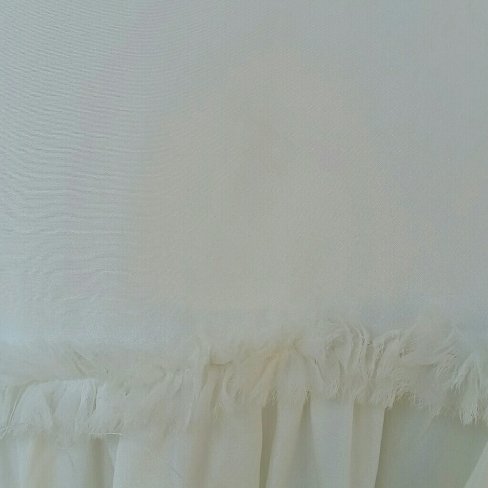 Castiel 100% Silk Ruffle Asymmetrical White Dress - Picture 6 of 8